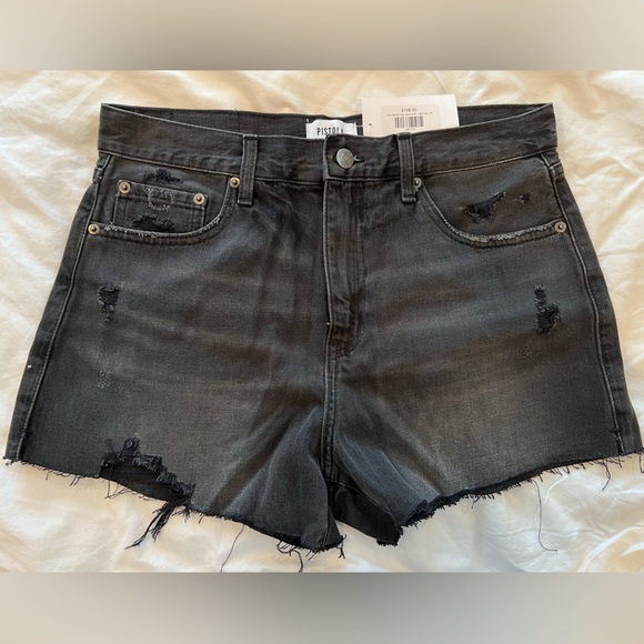 Pistola Nova Relaxed High Rise Cut Off Denim Shorts - Picture 1 of 3